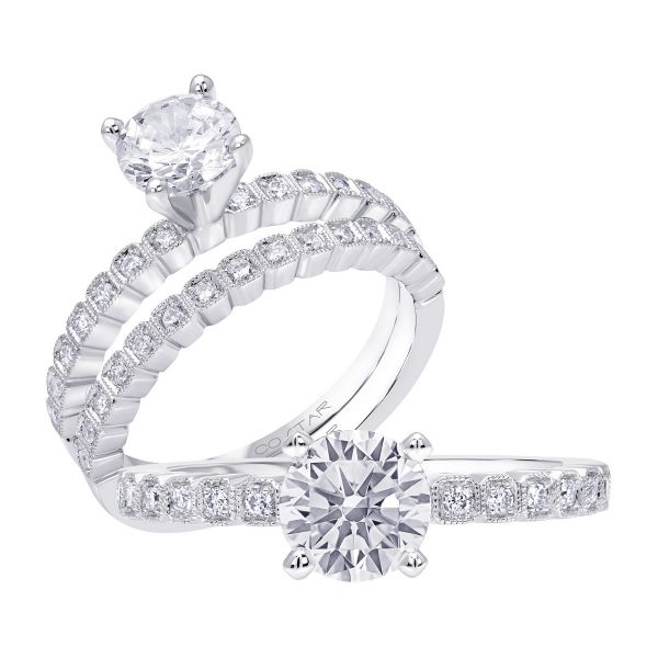 14K Stackable Cut Diamond Engagement Ring TWT  0.22  CT.  Style