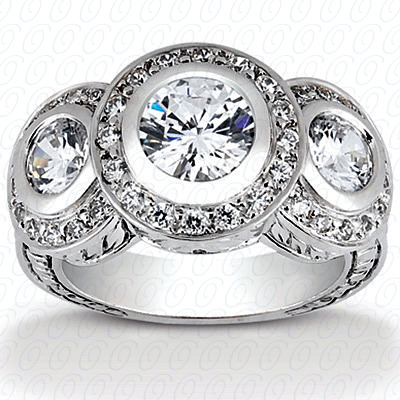 Diamondbayou.com 0.92 CT. 14 Karat Pink Gold Antique Cut Diamond <br>Engagement Ring Engagement Rings Style