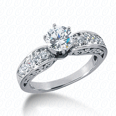 Diamondbayou.com 0.39 CT. 14 Karat Pink Gold Antique Cut Diamond <br>Engagement Ring Engagement Rings Style
