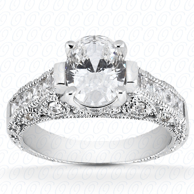 Diamondbayou.com 0.56 CT. 14 Karat Pink Gold Antique Cut Diamond <br>Engagement Ring Engagement Rings Style