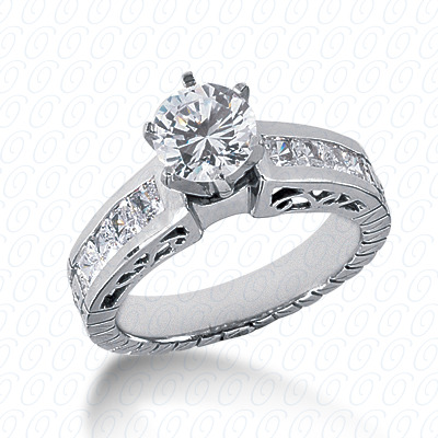 Diamondbayou.com 0.89 CT. 14 Karat Pink Gold Antique Cut Diamond <br>Engagement Ring Engagement Rings Style