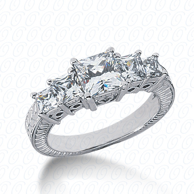 Diamondbayou.com 1.20 CT. 14 Karat Pink Gold Antique Cut Diamond <br>Engagement Ring Engagement Rings Style