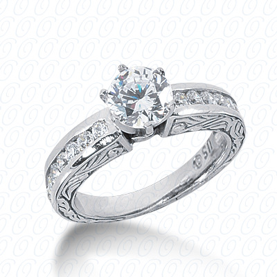 Diamondbayou.com 0.42 CT. 14 Karat Pink Gold Antique Cut Diamond <br>Engagement Ring Engagement Rings Style