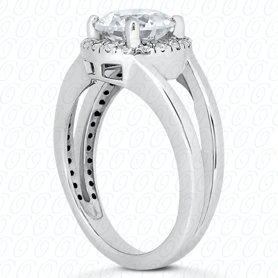 14 Karat White Gold Round Cut Diamond Unique Engagement Ring 