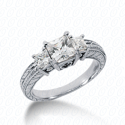 Diamondbayou.com 0.57 CT. 14 Karat Pink Gold Antique Cut Diamond <br>Engagement Ring Engagement Rings Style