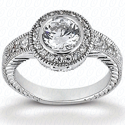 Diamondbayou.com 0.63 CT. 14 Karat Pink Gold Antique Cut Diamond <br>Engagement Ring Engagement Rings Style