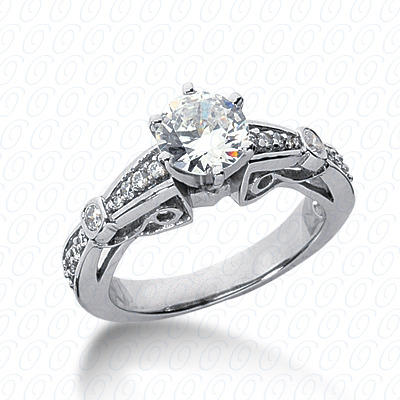 Diamondbayou.com 0.20 CT. 14 Karat Pink Gold Antique Cut Diamond <br>Engagement Ring Engagement Rings Style
