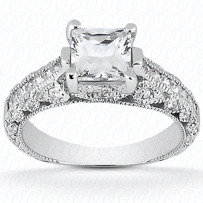 Diamondbayou.com 0.61 CT. 14 Karat Pink Gold Antique Cut Diamond <br>Engagement Ring Engagement Rings Style
