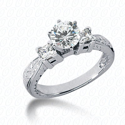 Diamondbayou.com 0.34 CT. 14 Karat Pink Gold Antique Cut Diamond <br>Engagement Ring Engagement Rings Style
