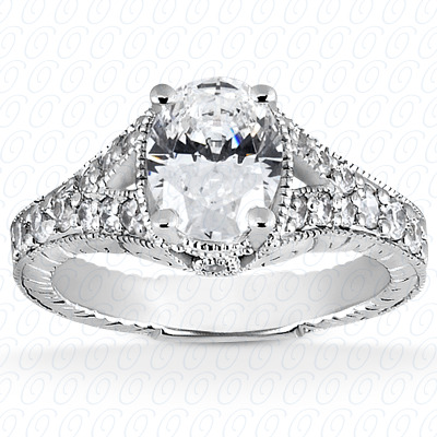 Diamondbayou.com 0.32 CT. 14 Karat Pink Gold Antique Cut Diamond <br>Engagement Ring Engagement Rings Style