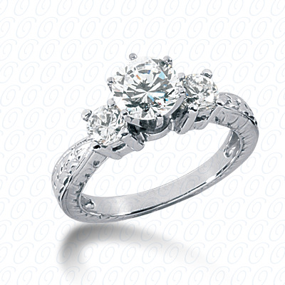 Diamondbayou.com 0.50 CT. 14 Karat Pink Gold Antique Cut Diamond <br>Engagement Ring Engagement Rings Style