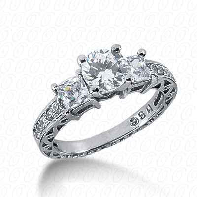Diamondbayou.com 0.99 CT. 14 Karat Pink Gold Antique Cut Diamond <br>Engagement Ring Engagement Rings Style