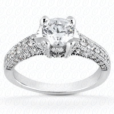 Diamondbayou.com 0.57 CT. 14 Karat Pink Gold Antique Cut Diamond <br>Engagement Ring Engagement Rings Style