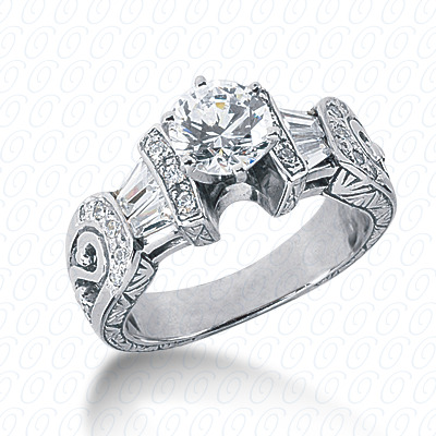 Diamondbayou.com 0.66 CT. 14 Karat Pink Gold Antique Cut Diamond <br>Engagement Ring Engagement Rings Style