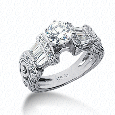 Diamondbayou.com 1.06 CT. 14 Karat Pink Gold Antique Cut Diamond <br>Engagement Ring Engagement Rings Style