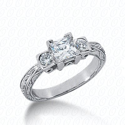 Diamondbayou.com 0.20 CT. 14 Karat Pink Gold Antique Cut Diamond <br>Engagement Ring Engagement Rings Style