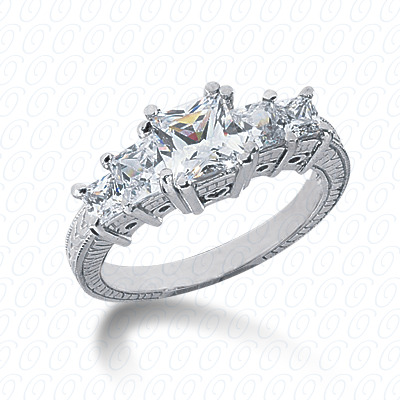 Diamondbayou.com 0.88 CT. 14 Karat Pink Gold Antique Cut Diamond <br>Engagement Ring Engagement Rings Style