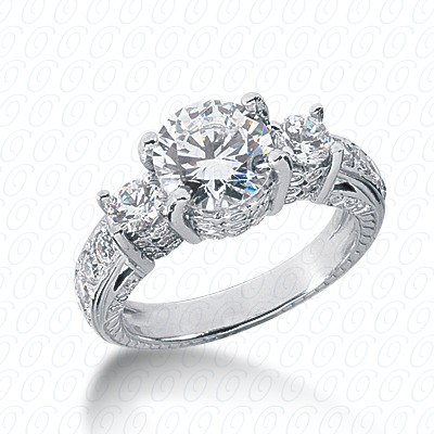 Diamondbayou.com 1.21 CT. 14 Karat Pink Gold Antique Cut Diamond <br>Engagement Ring Engagement Rings Style