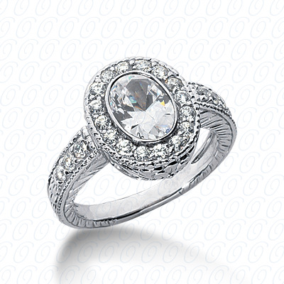 Diamondbayou.com 0.47 CT. 14 Karat Pink Gold Antique Cut Diamond <br>Engagement Ring Engagement Rings Style