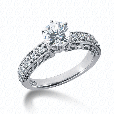 Diamondbayou.com 0.30 CT. 14 Karat Pink Gold Antique Cut Diamond <br>Engagement Ring Engagement Rings Style