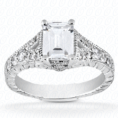 Diamondbayou.com 0.27 CT. 14 Karat Pink Gold Antique Cut Diamond <br>Engagement Ring Engagement Rings Style