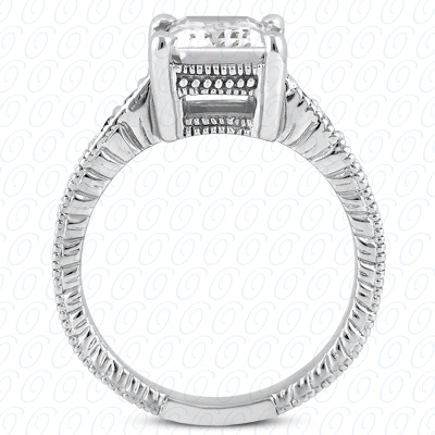 14 Karat White Gold Antique Cut Diamond Unique Engagement Ring 