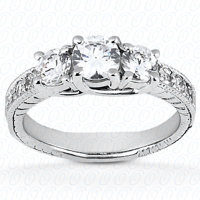 Diamondbayou.com 0.45 CT. 14 Karat Pink Gold Antique Cut Diamond <br>Engagement Ring Engagement Rings Style