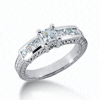 Diamondbayou.com 0.82 CT. 14 Karat Pink Gold Antique Cut Diamond <br>Engagement Ring Engagement Rings Style