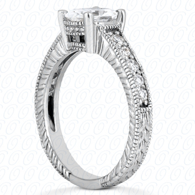 14 Karat White Gold Antique Cut Diamond Unique Engagement Ring 