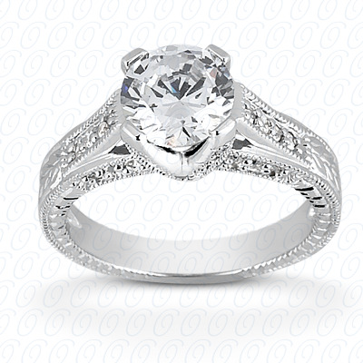 Diamondbayou.com 0.33 CT. 14 Karat Pink Gold Antique Cut Diamond <br>Engagement Ring Engagement Rings Style