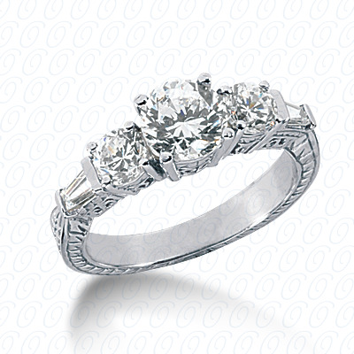 Diamondbayou.com 0.84 CT. 14 Karat Pink Gold Antique Cut Diamond <br>Engagement Ring Engagement Rings Style