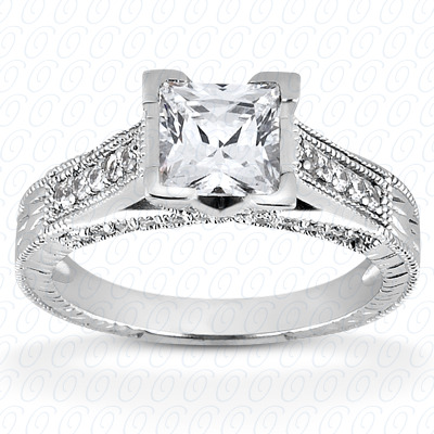 Diamondbayou.com 0.36 CT. 14 Karat Pink Gold Antique Cut Diamond <br>Engagement Ring Engagement Rings Style