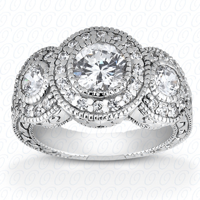 Diamondbayou.com 1.09 CT. 14 Karat Pink Gold Antique Cut Diamond <br>Engagement Ring Engagement Rings Style