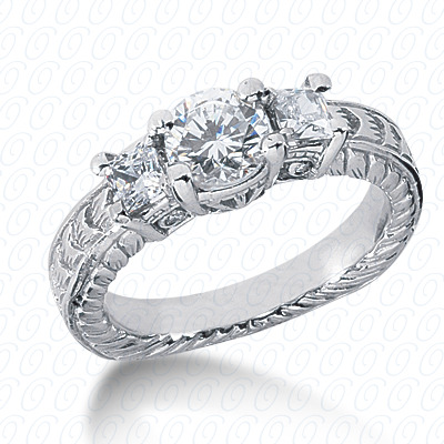 Diamondbayou.com 0.62 CT. 14 Karat Pink Gold Antique Cut Diamond <br>Engagement Ring Engagement Rings Style