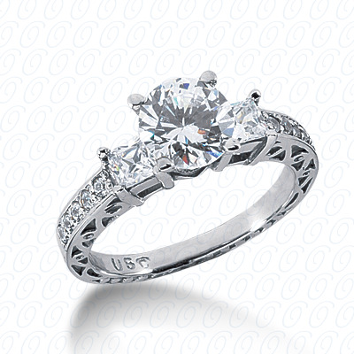 Diamondbayou.com 0.69 CT. 14 Karat Pink Gold Antique Cut Diamond <br>Engagement Ring Engagement Rings Style