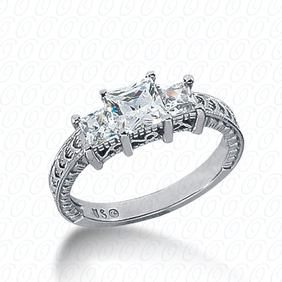 Diamondbayou.com 0.54 CT. 14 Karat Pink Gold Antique Cut Diamond <br>Engagement Ring Engagement Rings Style