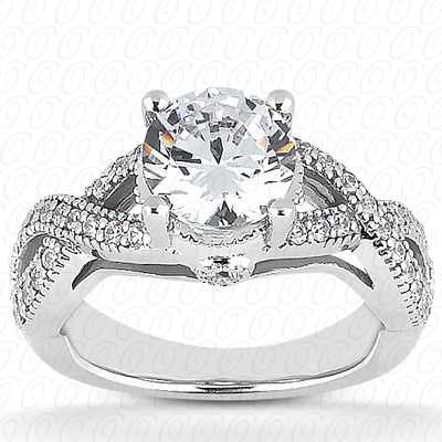 14 Karat White Gold Fancy Cut Diamond Unique Engagement Ring 
