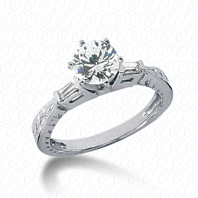 Diamondbayou.com 0.12 CT. 14 Karat Pink Gold Antique Cut Diamond <br>Engagement Ring Engagement Rings Style