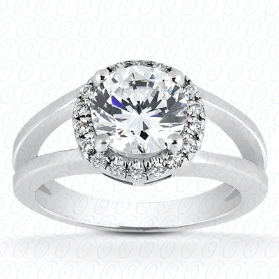 14 Karat White Gold Round Cut Diamond Unique Engagement Ring 
