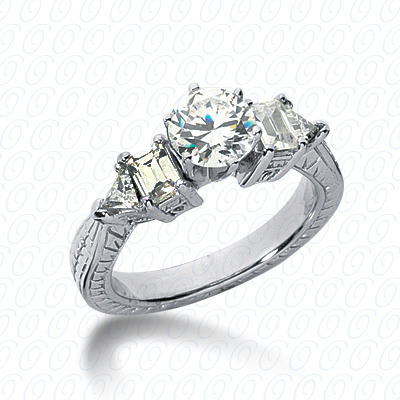 Diamondbayou.com 0.70 CT. 14 Karat Pink Gold Antique Cut Diamond <br>Engagement Ring Engagement Rings Style