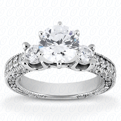 Diamondbayou.com 0.80 CT. 14 Karat Pink Gold Antique Cut Diamond <br>Engagement Ring Engagement Rings Style