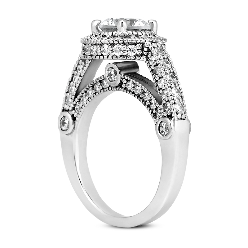 0.63 CT. 14 Karat Pink Gold Round Cut Diamond <br>Engagement Ring HALO Style