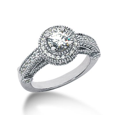 0.63 CT. 14 Karat Pink Gold Round Cut Diamond Engagement Ring HALO Style