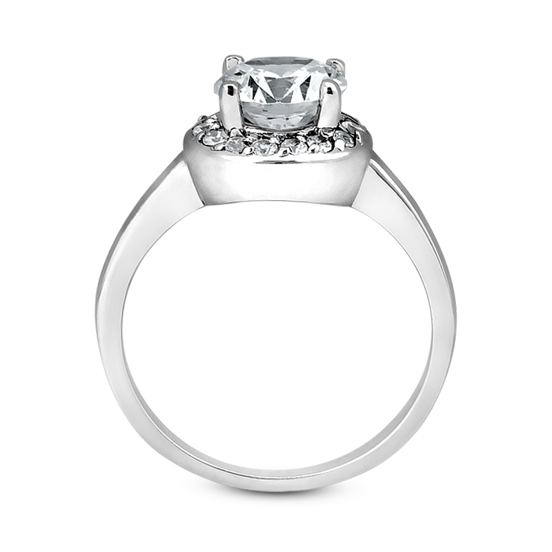 0.12 CT. 14 Karat White Gold Round Cut Diamond Engagement Ring HALO Style