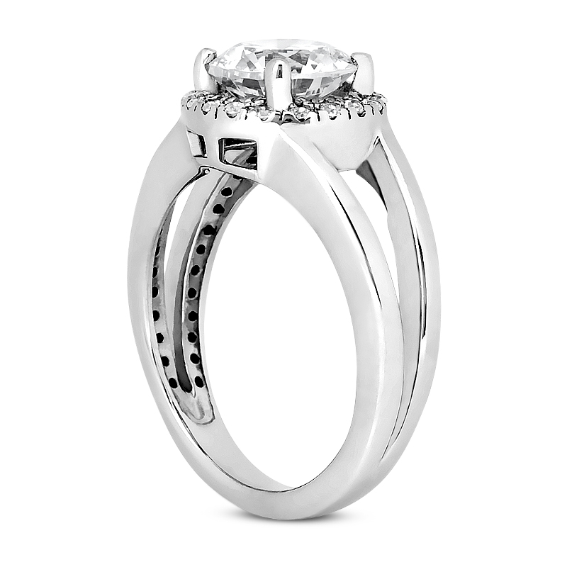 0.10 CT. 14 Karat White Gold Round Cut Diamond Engagement Ring HALO Style