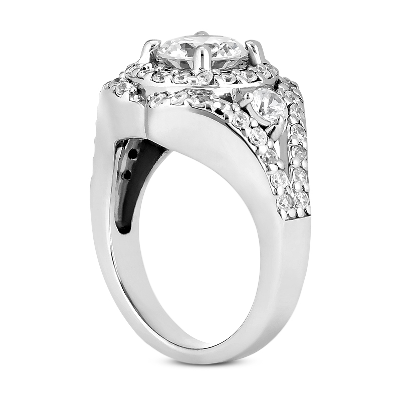 0.82 CT. 14 Karat Pink Gold Round Cut Diamond <br>Engagement Ring HALO Style