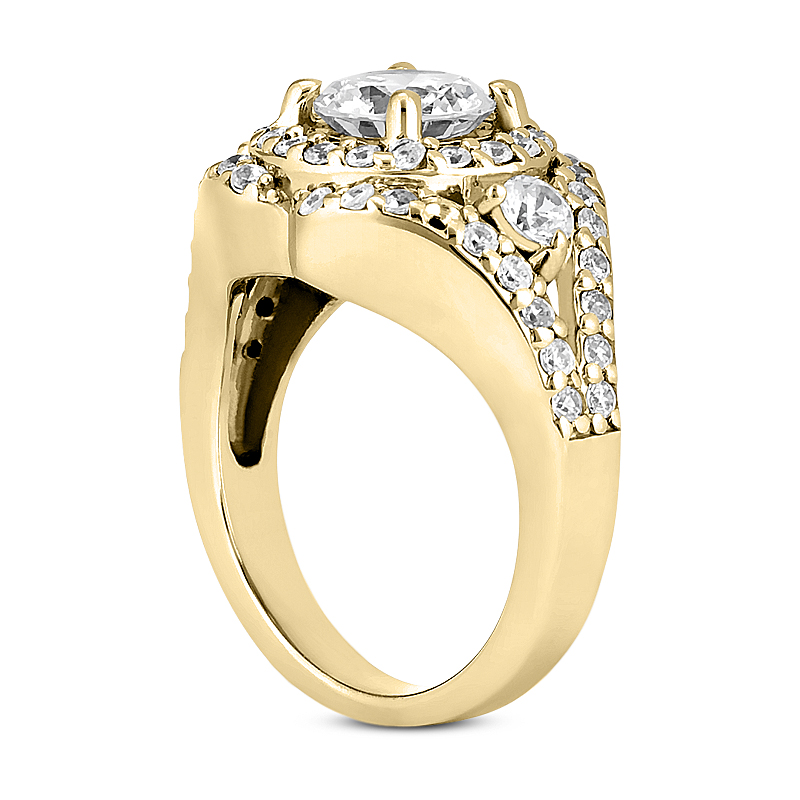 0.82 CT. 14 Karat Pink Gold Round Cut Diamond Engagement Ring HALO Style