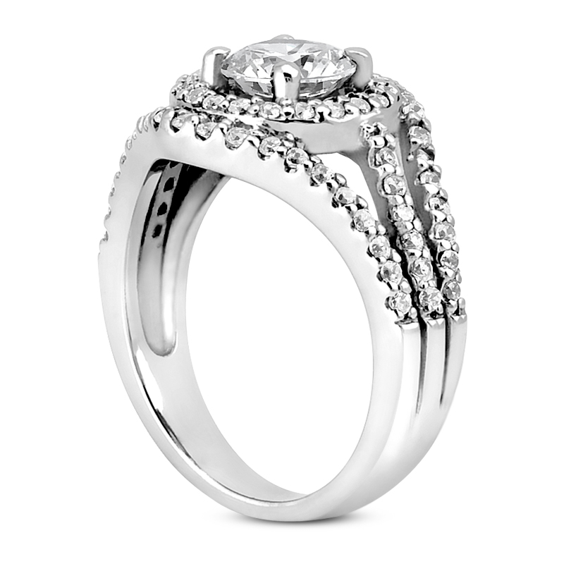 0.70 CT. 14 Karat Pink Gold Round Cut Diamond <br>Engagement Ring HALO Style