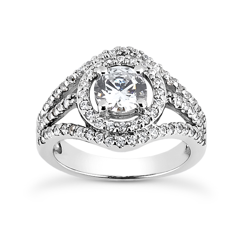 0.70 CT. 14 Karat Pink Gold Round Cut Diamond Engagement Ring HALO Style