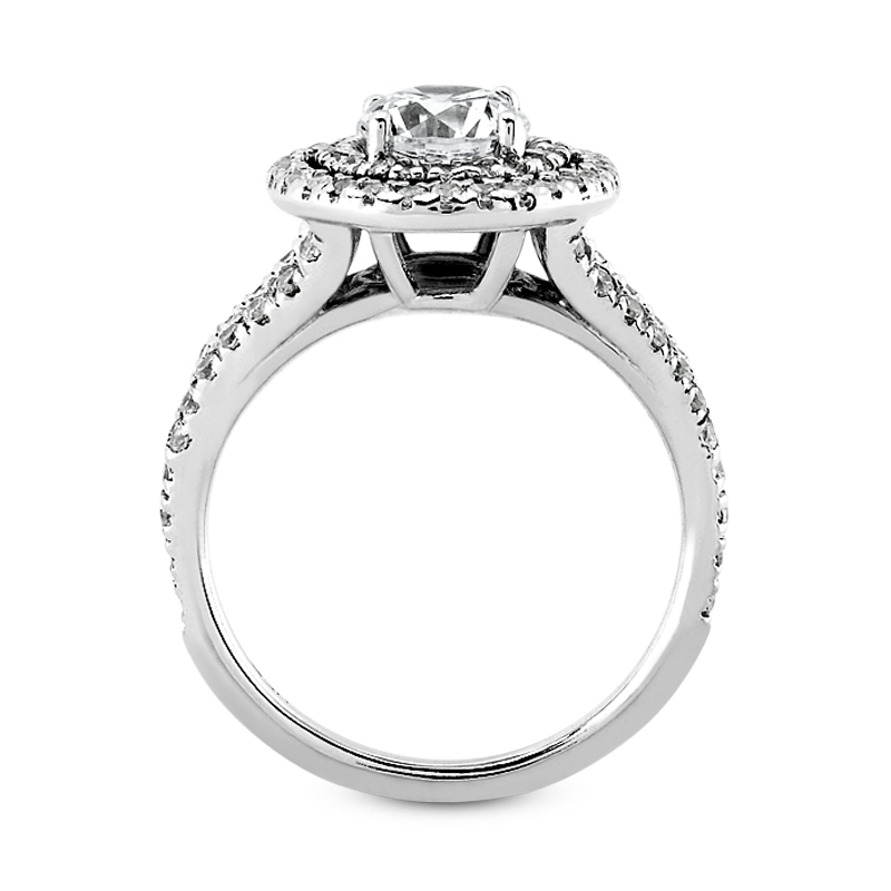 0.71 CT. 14 Karat White Gold Round Cut Diamond Engagement Ring HALO Style